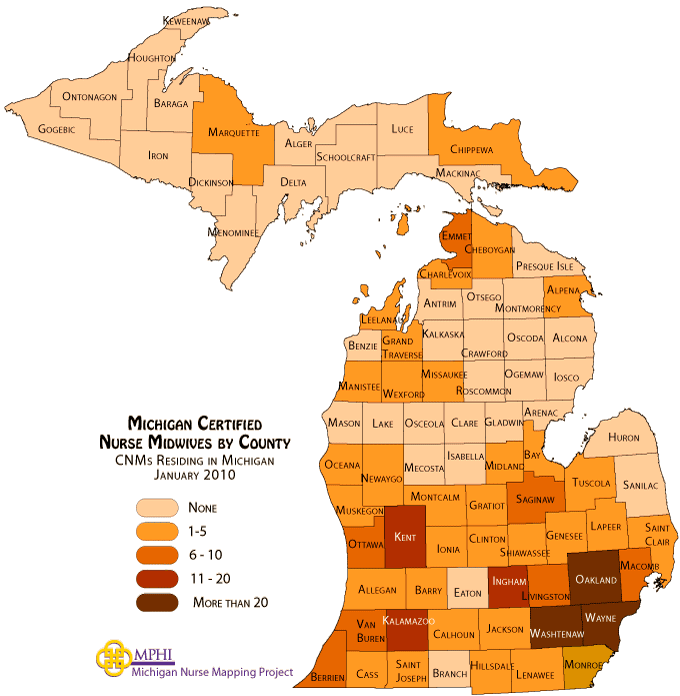 MI CNMs by county map